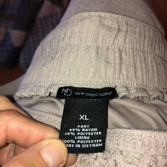 NWT New Directions Womens XL Sand Elastic Waist Wide Leg Lined Trousers Pants - Picture 7 of 9